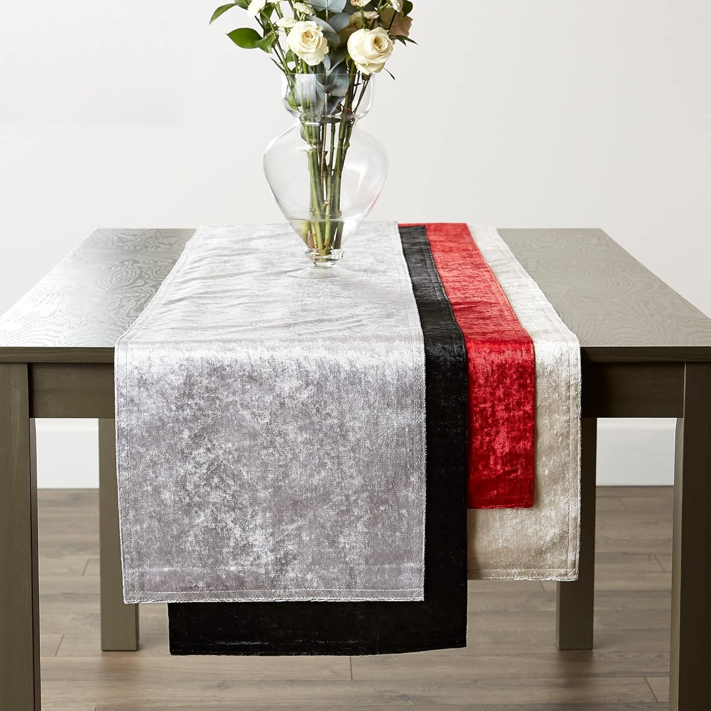 DII Velvet Collection Table Runner, 14x108, Black