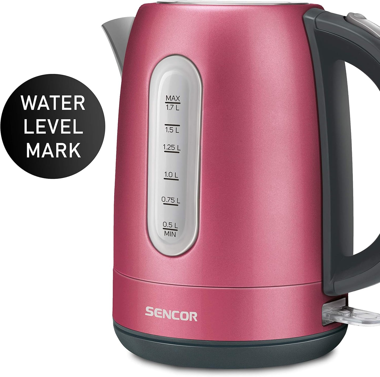 Sencor SWK1774RD 1.7L Stainless Steel Electric Kettle, 1500W Fast Boil