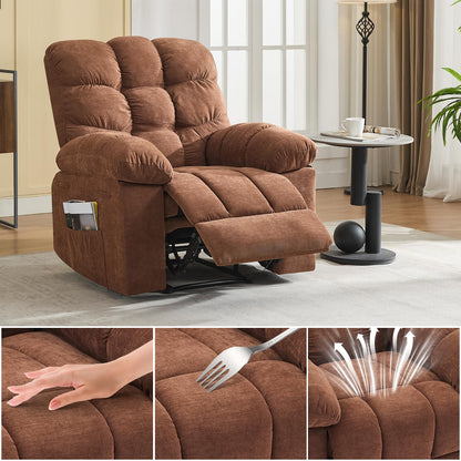 Garvee 21.4in Wide Recliner Chair,Massage & Heat Recliner Chair for Adults,Home Theater Seating with Lumbar Support,Ergonomic Breathable Fabric Nursery Rocking Chairs for Living Room