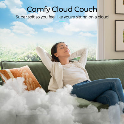 LINSY HOME 123'' Modular Sectional Sofa Green Couch Corduroy Cloud Couches for Living Room, L Shaped Couch with Movable Ottoman, Modern Cloud Sectional Sofas for Bedroom and Apartment, Green