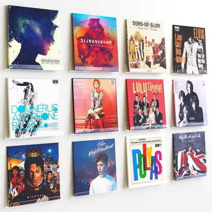 12 Pack 12" Album upsimples Vinyl Record Wall Mount Shelves, Vinyl Holder for Record Storage & Display, Clear Acrylic