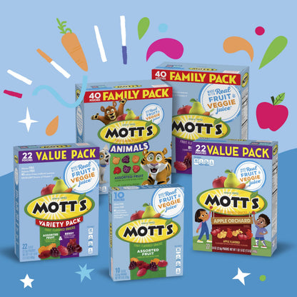 Mott's Fruit Flavored Snacks, Assorted Fruit, Gluten Free Snack, Family Pack, 40 Ct, 32 oz