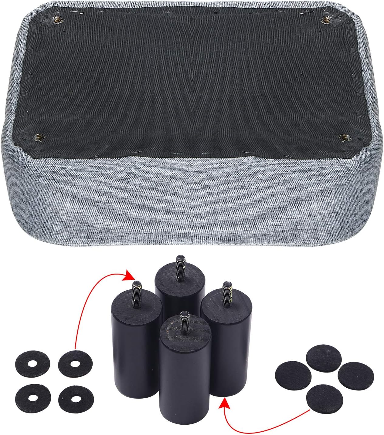 16.54" RF-BD214-D IBUYKE Small Footstool Linen Fabric Pouf Ottoman Footrest Modern Home Bedroom Rectangular Stool