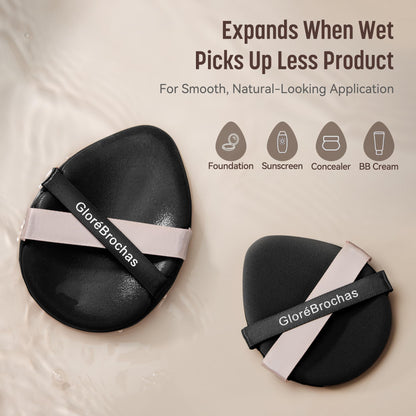 Makeup Sponge Set, GloréBrochas 4PCS Micro Porous Foundation Sponge, Latex-Free PU Makeup Puff, Low Absorption 3.2 Inch Soft Dual-Sided Foundation Puff, Individually Wrapped