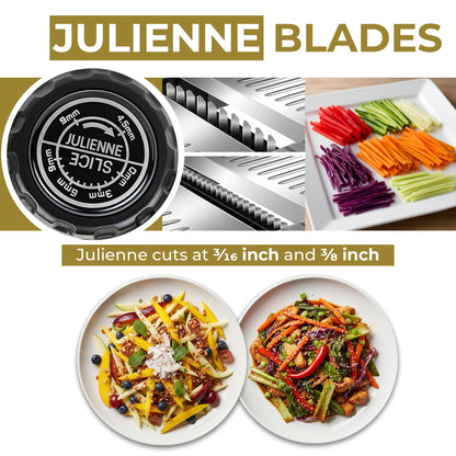 Gramercy Adjustable Mandoline Slicer for Kitchen, Potato Cutter, Vegetable Chopper, Mandolin, Cucumber Slicer- INCLUDING one Pair Cut-Resistant Gloves and Waffle Fry Cutter