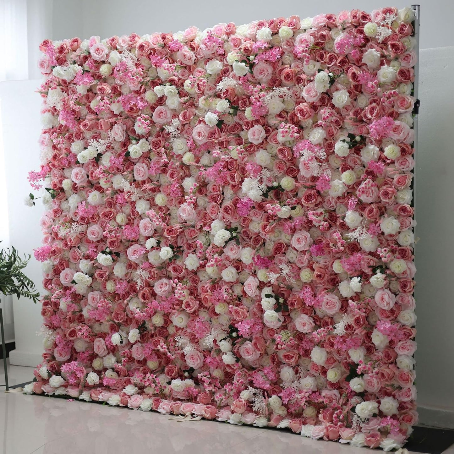 Handmade Pink Floral Rose Wall Large Artificial Flower Wall Backdrop Panels,Rose Wedding Backdrop 3D Floral Wall Fabric Flower Wall For Party Baby Shower Bridal Wedding Backgr,2m*2m/6.56*6.56FT