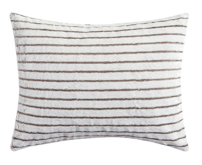 Dearfoams Drydon Stripe Plush 3 piece Soft Comforter Set with Mink Reverse, Queen Size