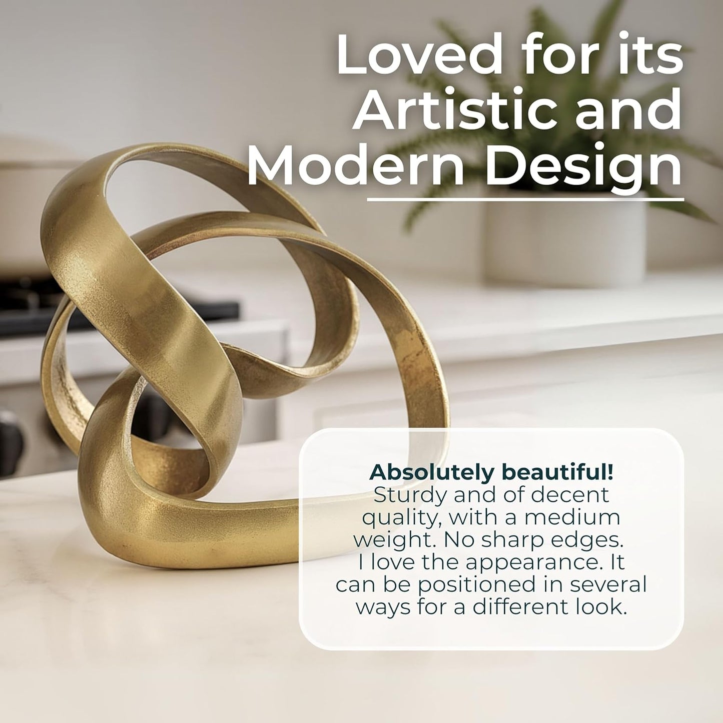 8" 7", Metal Decorative Object Minimalist Shelves & Coffee Table Decor Aluminum Knot Sculpture Modern Home Decor