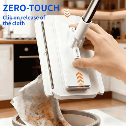 Press Grip Mini Mop, Zero-Touch Gap Dust Cleaner with 39in Lazy Mop & Hands-Free Lock Head, Disposable Dust Mop for House Wall Bathroom Toilet Corners Multi Surface Cleaning with 5 Cloths