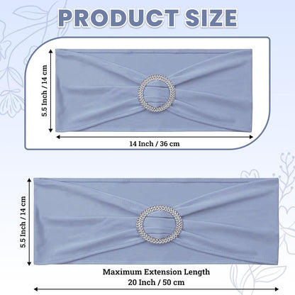 MDS Premium Spandex Chair Sashes - Stretchy Bow Covers with Buckle Slider | Universal Fit - Baby Blue (Pack of 75)