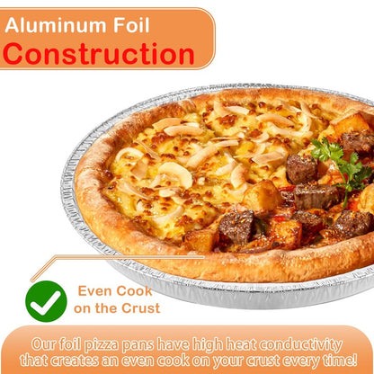 FWEEK 50 Pack Disposable Round Foil Pizza Pans Aluminum Pizza Pans for Personal Pizzas, 11 Inch Round Tin Foil Pan for Cookies, Cake, Focaccia-Freezer & Oven Safe