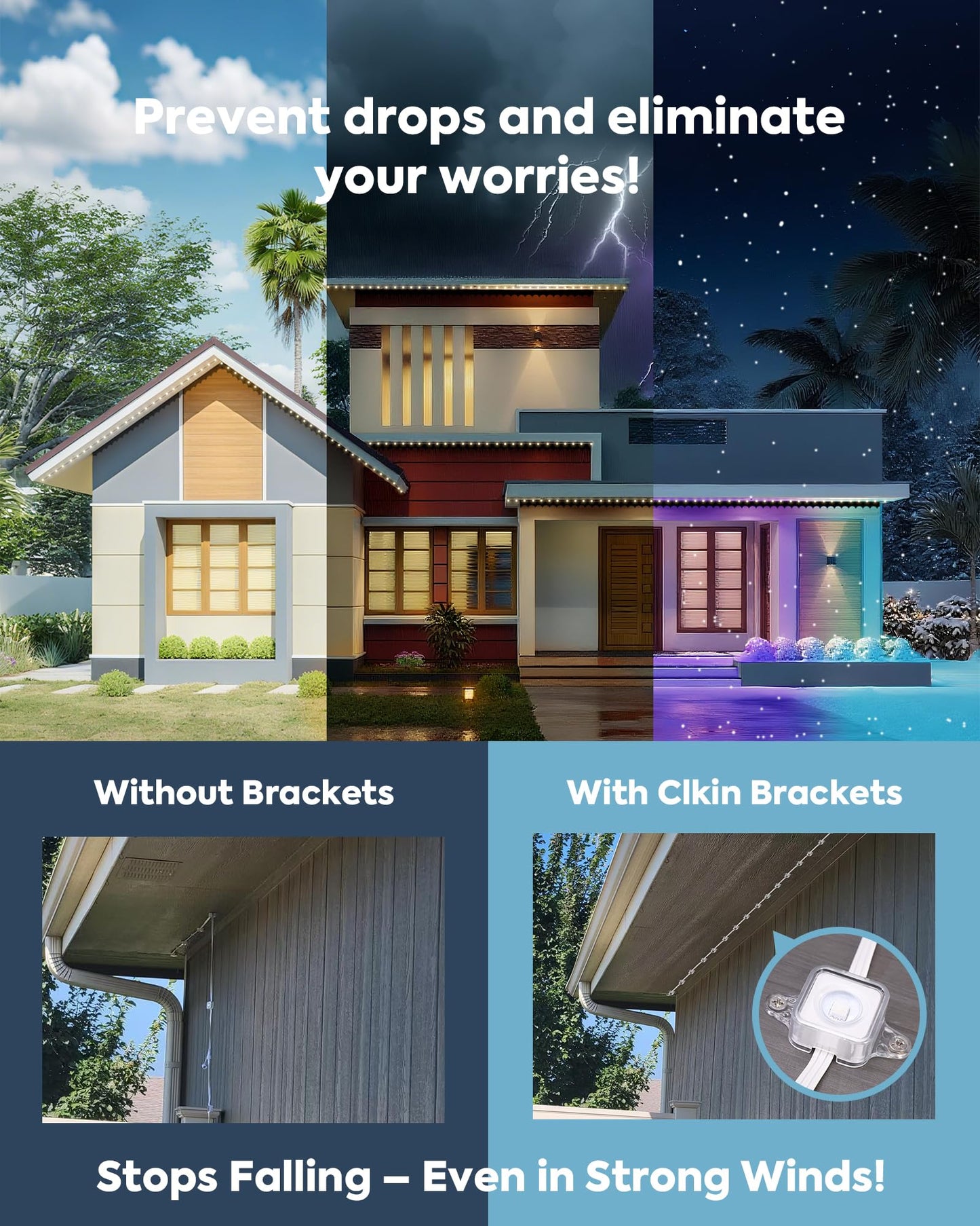 Light Clips for Govee Outdoor Lights (Model H705 ABCDEF) It is an Ideal Solution to Replace 3M Adhesive Tape. Easy to Install, it Comes with 40 Brackets and 80 Screws