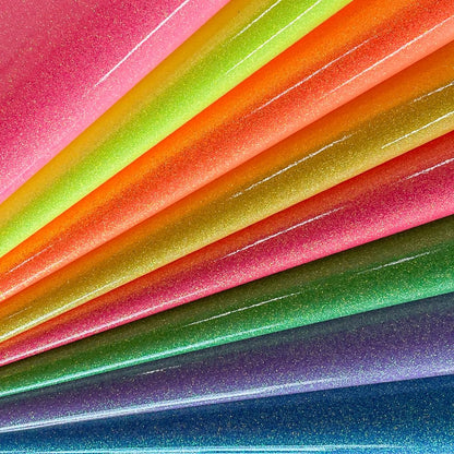 ONEART | 8 Pieces Bright Color Sparkle Glitter Faux Leather Sheets, 8"×12" Smooth Solid Synthetic Vinyl Fabric for Hair Clips Bows Earrings DIY Crafts