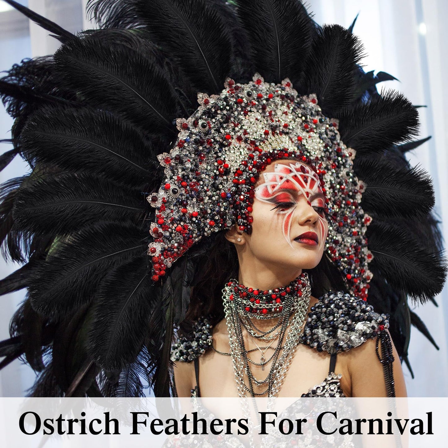 Crowye 100 Pcs Ostrich Feathers Bulk for Centerpieces Craft Ostrich Feathers for Masquerade Vase Wedding Party Home Costume Decorations (6-8 Inch,Black)