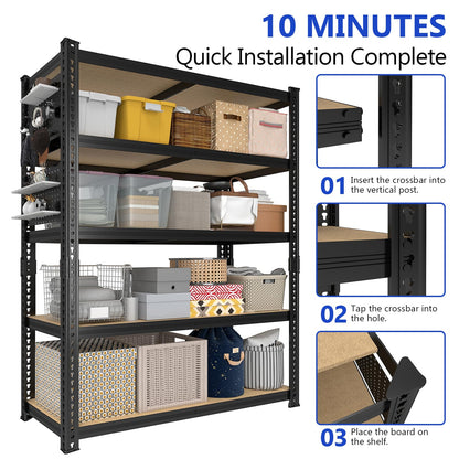 ZEUKMXOO 40''W Garage Storage Shelves, Storage Racks Shelving Units, Storage Shelves Heavy Duty, Adjustable Metal Shelves with 2 Pegboards for Basement, Warehouse, Pantry, Closet, Kitchen, 2200 LBS