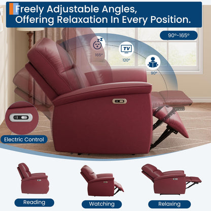 GarveeHome Recliner Chair, 360° Swivel Rocker Glider Nursery Chair with Padded Armrest and Deep Seat, PU Leather Upholstered Reclining Sofa Chair for Living Room, Bedroom and Nursery (Dark Red)