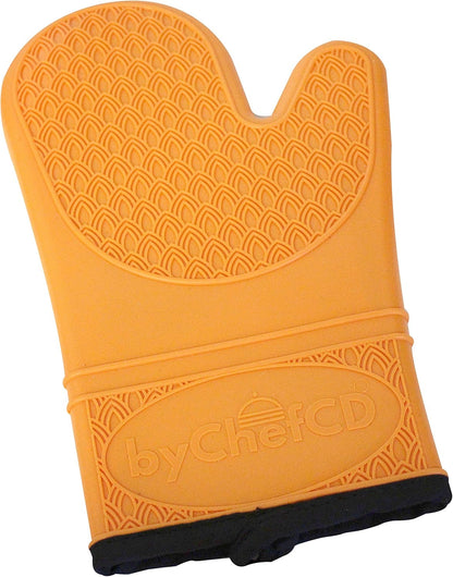 Professional Silicone Oven Mitts, Heat Resistant Non-Slip Cooking Gloves, Best Kitchen Potholders, Orange