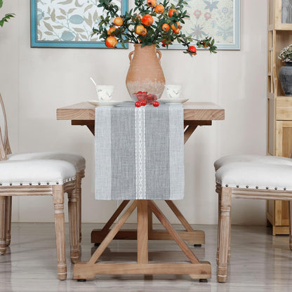 13x48inch Farmhouse Braided Striped Table Runner Rustic Embroidery Coffee Table Runners for Decorations Weddings