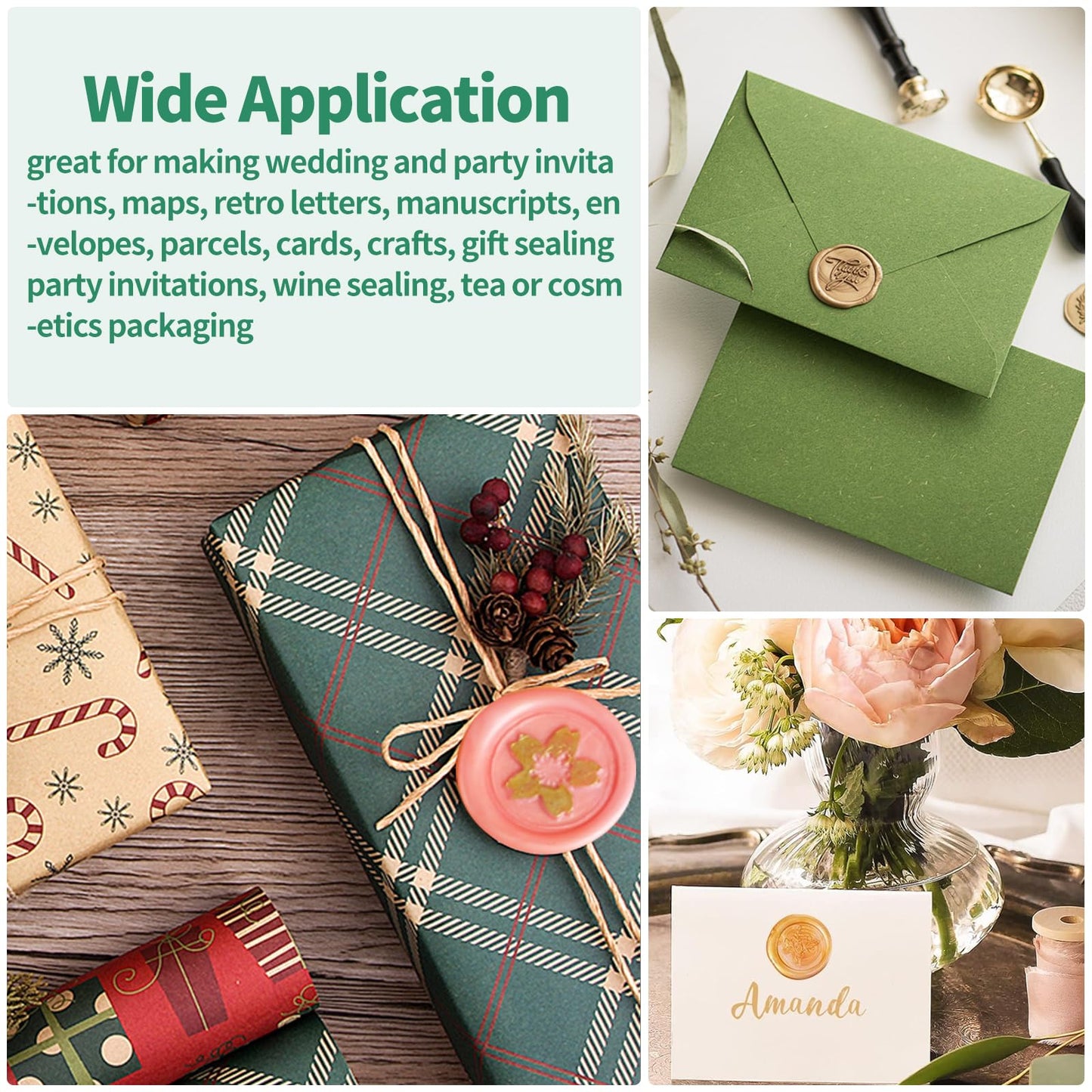 Yauhar 917Pcs Letter Sealing Kit Contains 18 Colors Wax Seal Beads, 10Pcs Stamps with Handle, Wax Spoon and Candle for Christmas Gift Wrapping & Envelope Sealing, Wedding Invitation