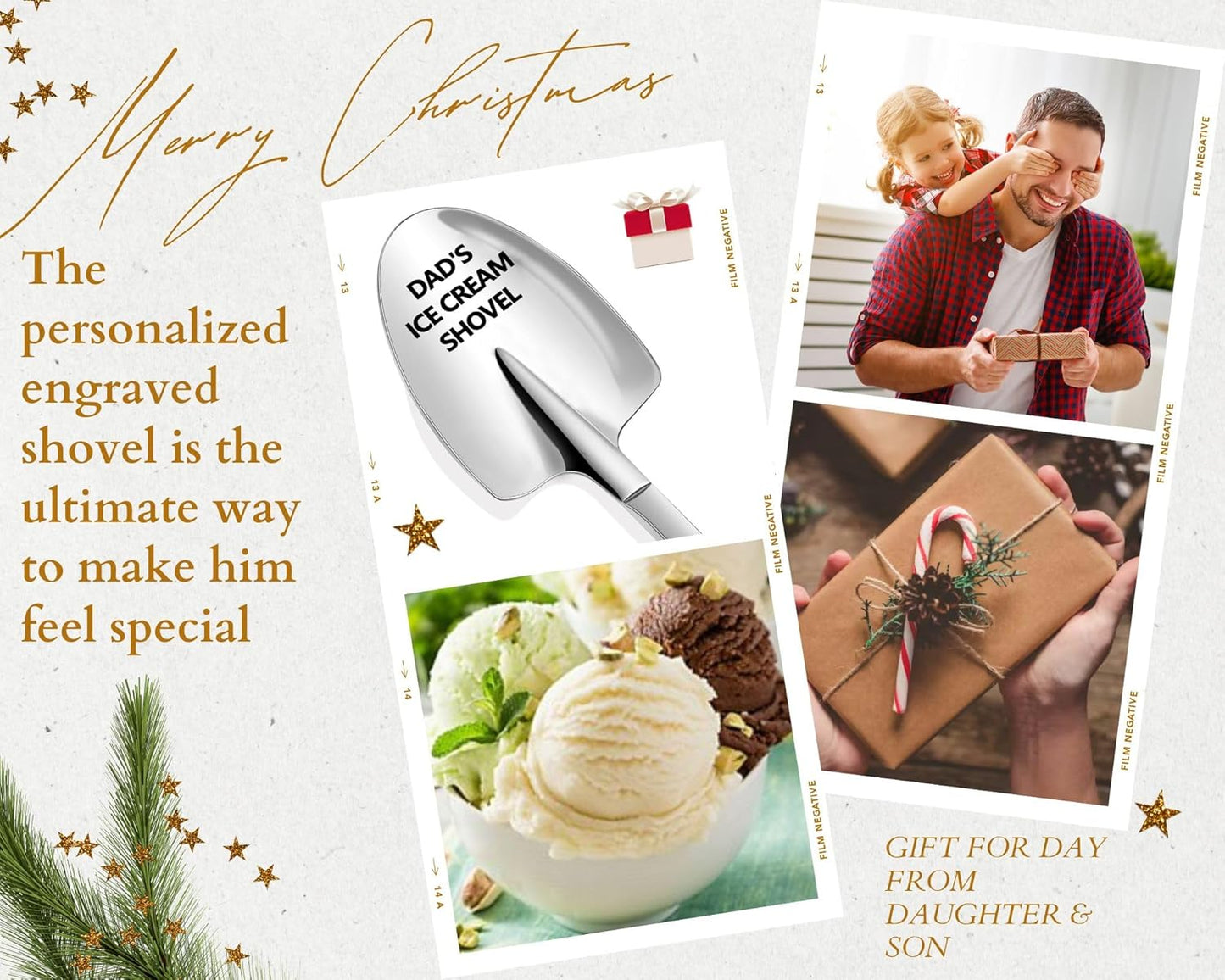 OTEHETOT Gifts for Dad, Fathers Day Gifts from Daughter, Ice Cream Shovel for Christmas Gifts for Dad, Gifts for Men