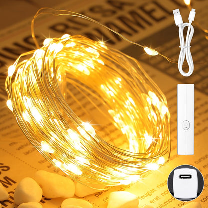 132FT(33 4) Lakumu * Fairy Lights Battery Operated, Rechargeable String Lights with Timer, LED Twinkle Lights