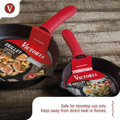 Victoria Silicone Handle Cover, Custom-Made Handle Sleeve for 6.5 and 8 Inch Victoria Cast Iron Skillets, Small, Red