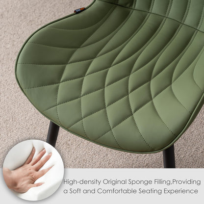 Kidol & Shellder Dining Chairs Set of 2, PU Leather Upholstered Kitchen Chairs with Back Armless, Mid Century Modern Side Chair for Dining Room, Living Room, Lounge, Restaurant, Bean Green