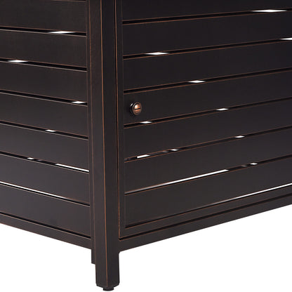 Oakland Living Square 42 in. x 42 in. Aluminum Propane Fire Pit Table with Glass Beads, Two Covers, Lid, 57,000 BTUs in Copper Finish, Black