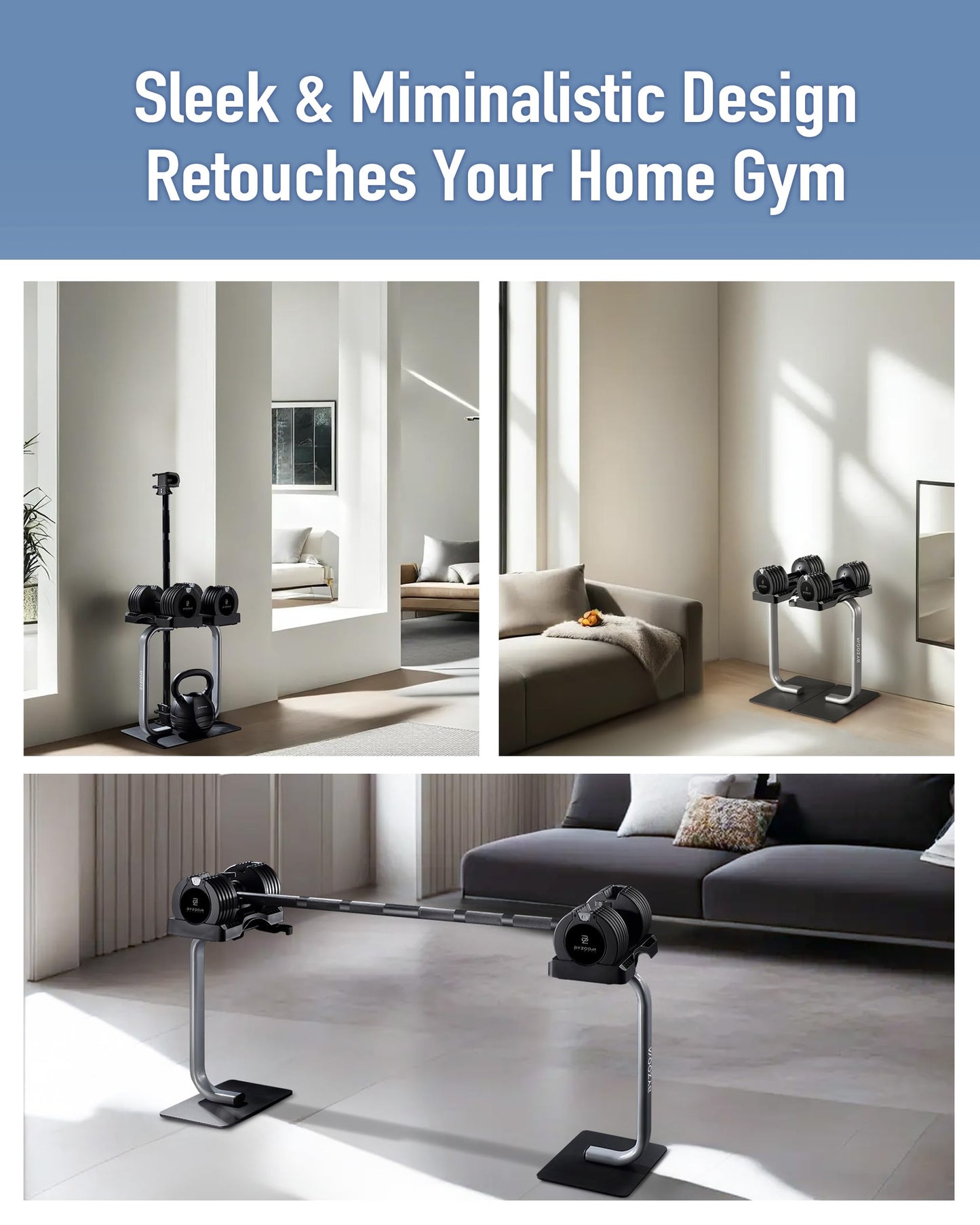 BYZOOM FITNESS Pure Series Adjustable Dumbbell - 12.5/25/27.5/75lb - ONE UNIT OR PAIR(check QTY before purchase) - 5-in-1/ 10-in-1 / 21-in-1 Flexible Hand Weights for Home Gym, Strength Training & Fitness Workouts, White OR Black