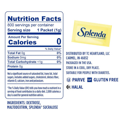 SPLENDA Zero Calorie Sweetener | 800 Packets for Guilt-Free Sweetening