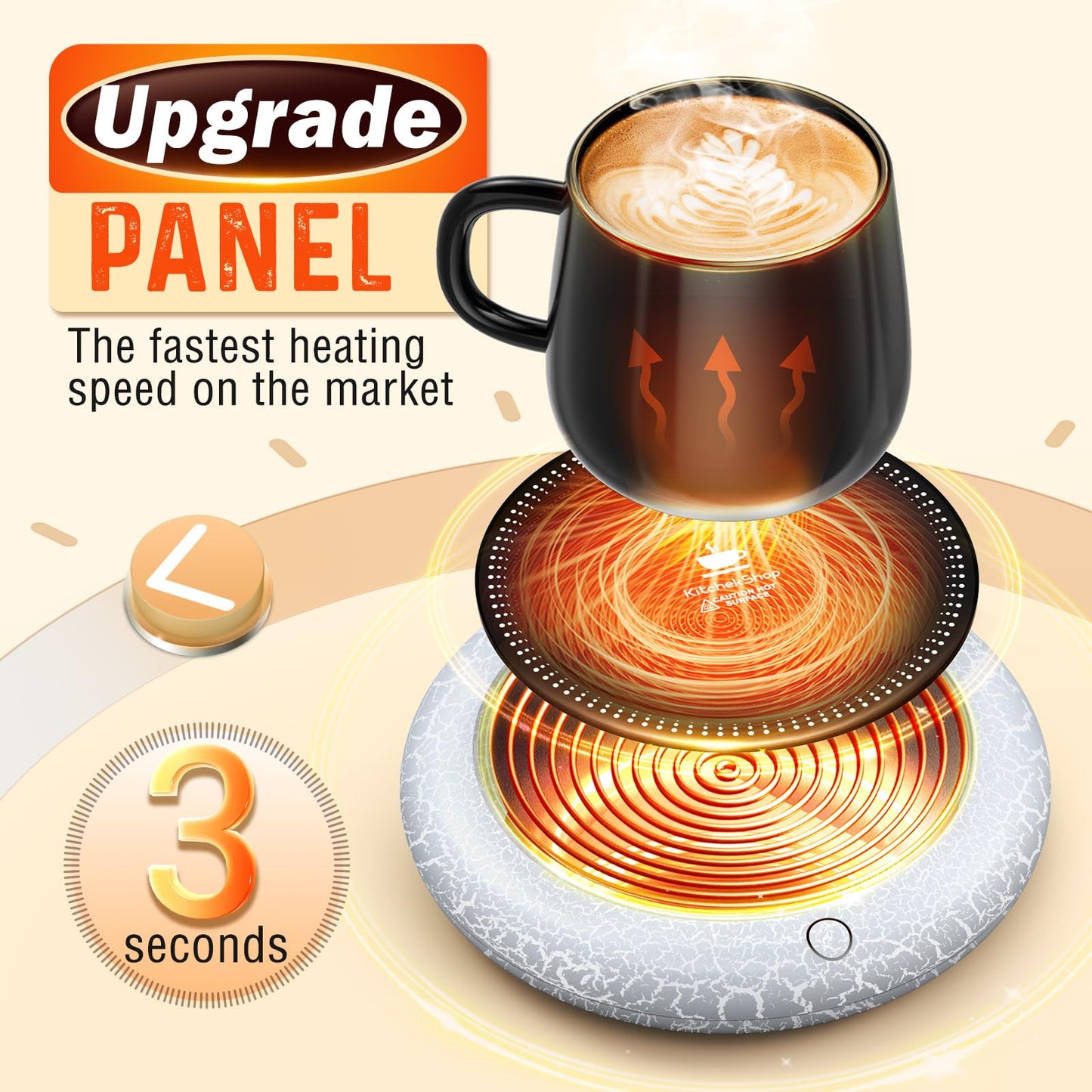 Coffee Mug Warmer with 7 LED Color Lights – Fast Heating & High Temp, Auto On/Off Gravity Sensor, Smart Electric Beverage Warmer for Coffee, Tea & More, Desk & Home Use(White)