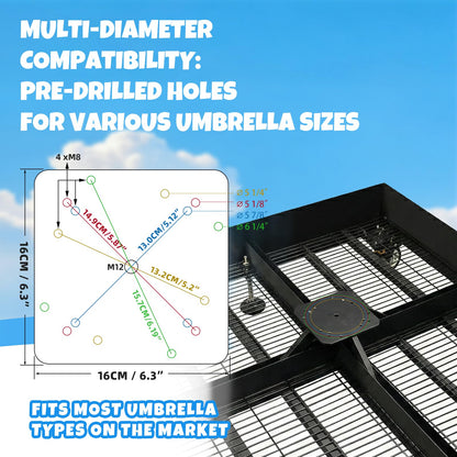 DRKSBESTO Cantilever Umbrella Base with Wheels, Heavy Duty Patio Umbrella Base Fillable with Stones, Large 37.79 Inch Square Base, Steel Frame Outdoor Stand for Offset Umbrellas