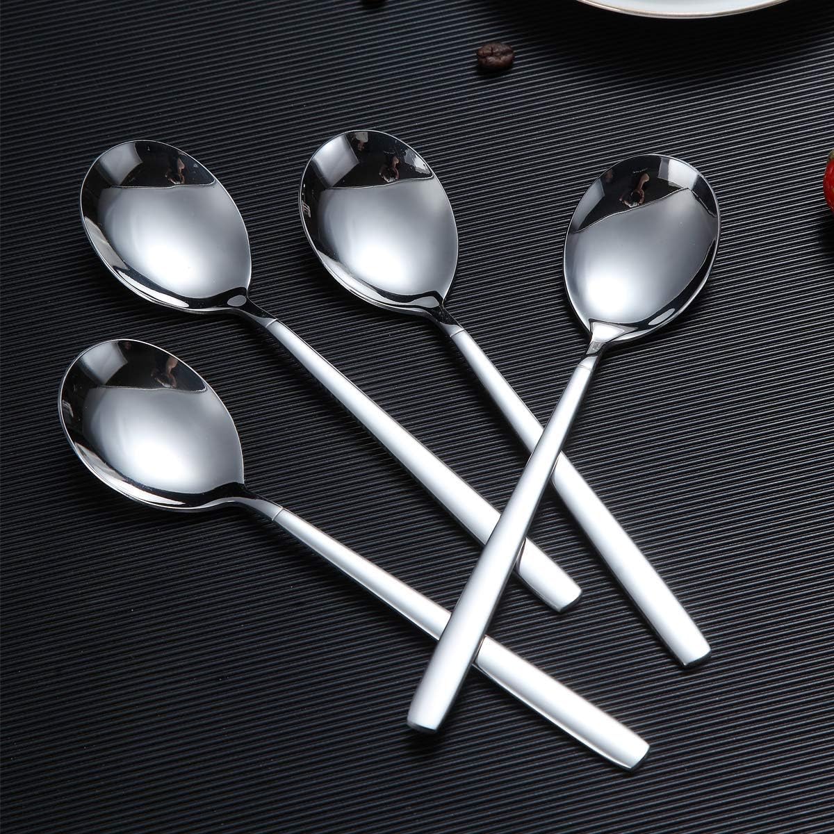 Berglander Dinnerware Set of 6 - Stainless Steel Soup Spoons, Modern Table Spoon Set, Dishwasher Safe