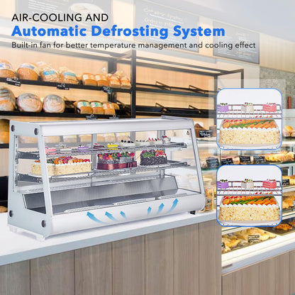 Garvee Commercial Refrigerated Display Case 8.1 Cu.Ft. Countertop Pastry Display, Air Cooling with Automatic Defrost & LED Lighting, Rear Sliding Door for Cakes, Desserts in Bakery or Cafe