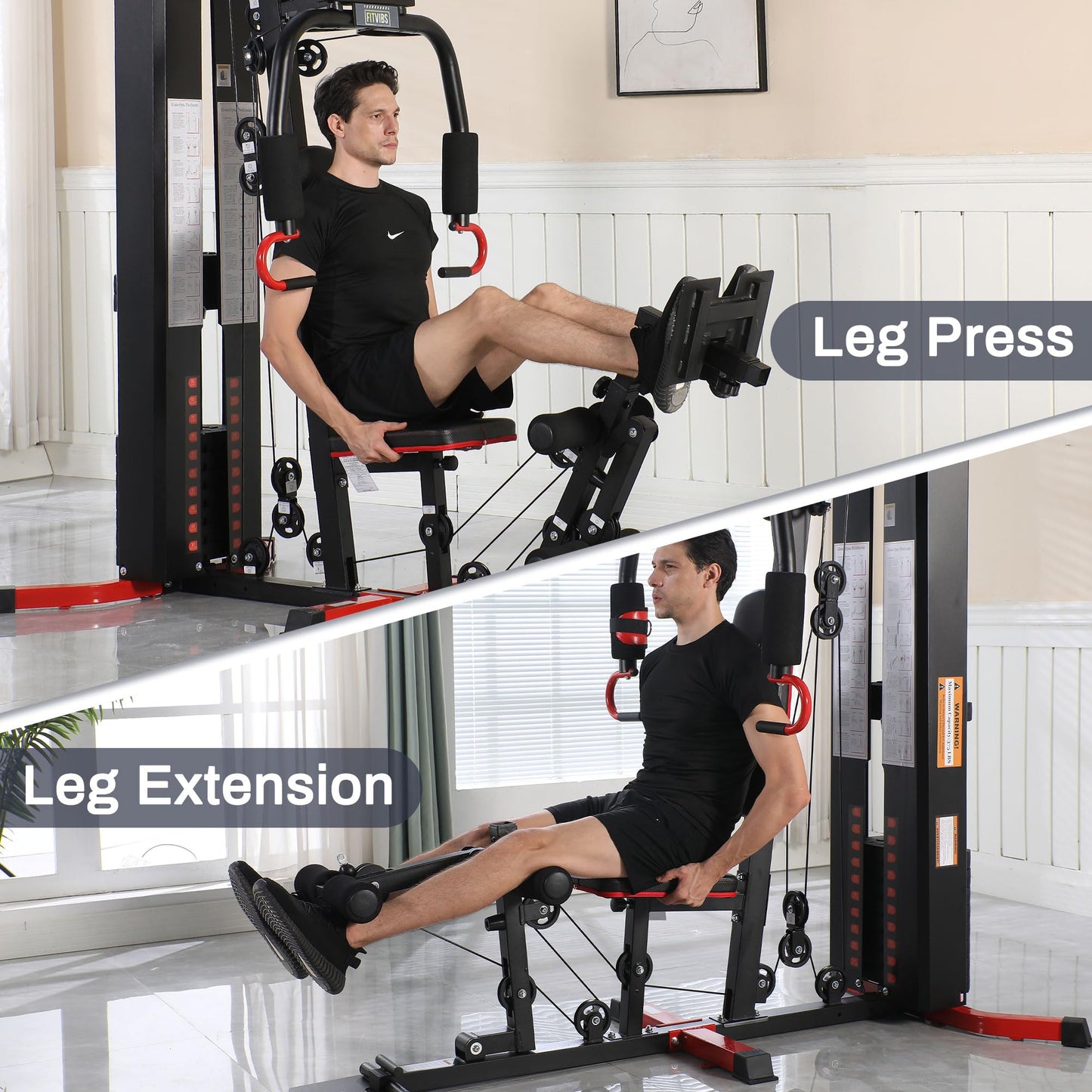 Fitvids Multifunctional Home Gym Equipment with 160 lbs Weight Stack, Full Body Workout Weight Machine, Strength Training Exercise Equipment with Pulley System & Leg Press, All-in-One Workout Station