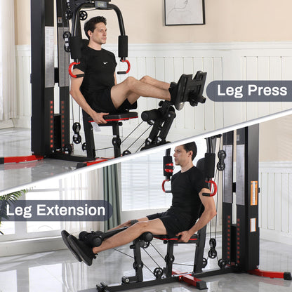 Fitvids Multifunctional Home Gym Equipment with 160 lbs Weight Stack, Full Body Workout Weight Machine, Strength Training Exercise Equipment with Pulley System & Leg Press, All-in-One Workout Station