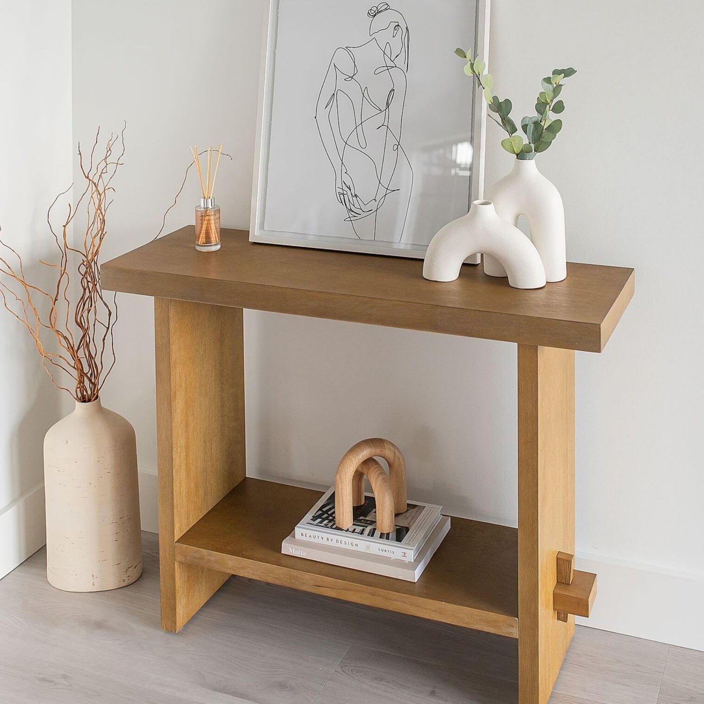 Nathan James Virgo Wood Accent Storage Console Sofa Table, for Entryway, Hallway or Living Room, Light Brown - Set of 2