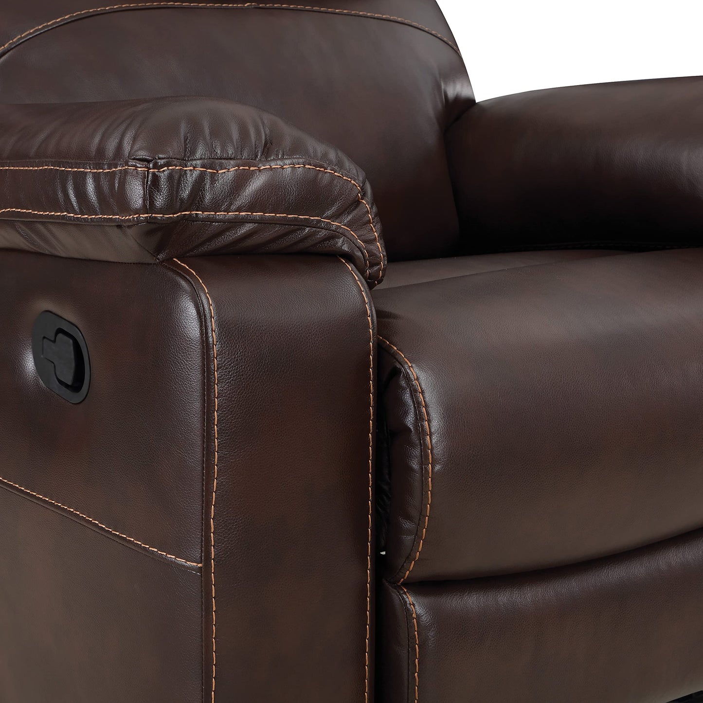OSP Home Furnishings Bryson Ultra Soft Faux Leather Recliner with Premium Plush Padding and Manual Recline, Espresso