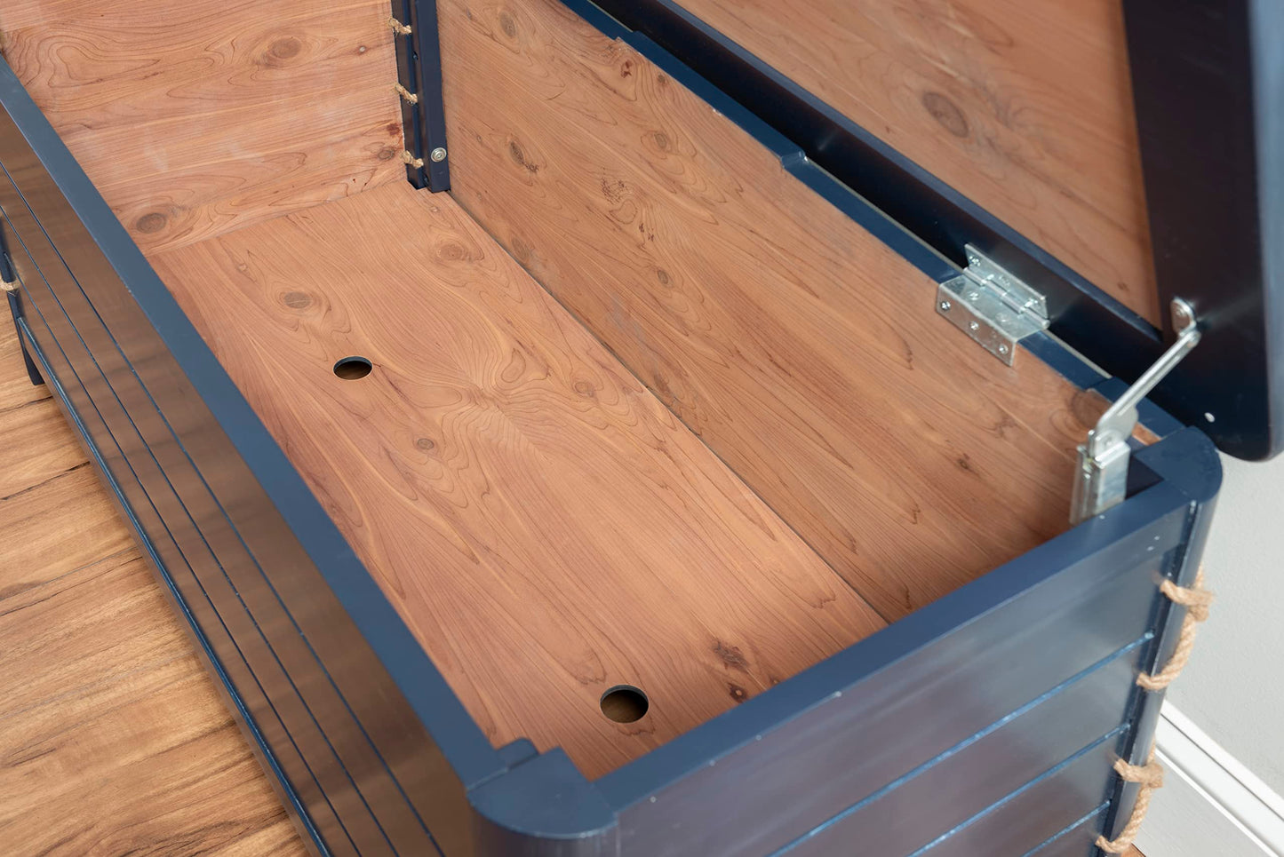 Powell Phillip Navy Blue Cedar Chest with Rope Detailing