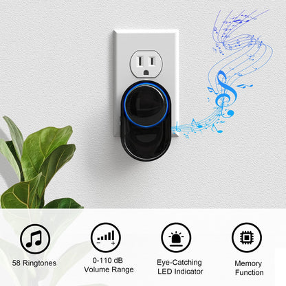 Wireless Doorbell - PHYSEN Waterproof Doorbell Chime Kits 2 receivers - Operating at 1300 ft Range - 58 Melodies 5 Volume Levels & LED Flash - Door Bells & Chimes Wireless for Home Classroom