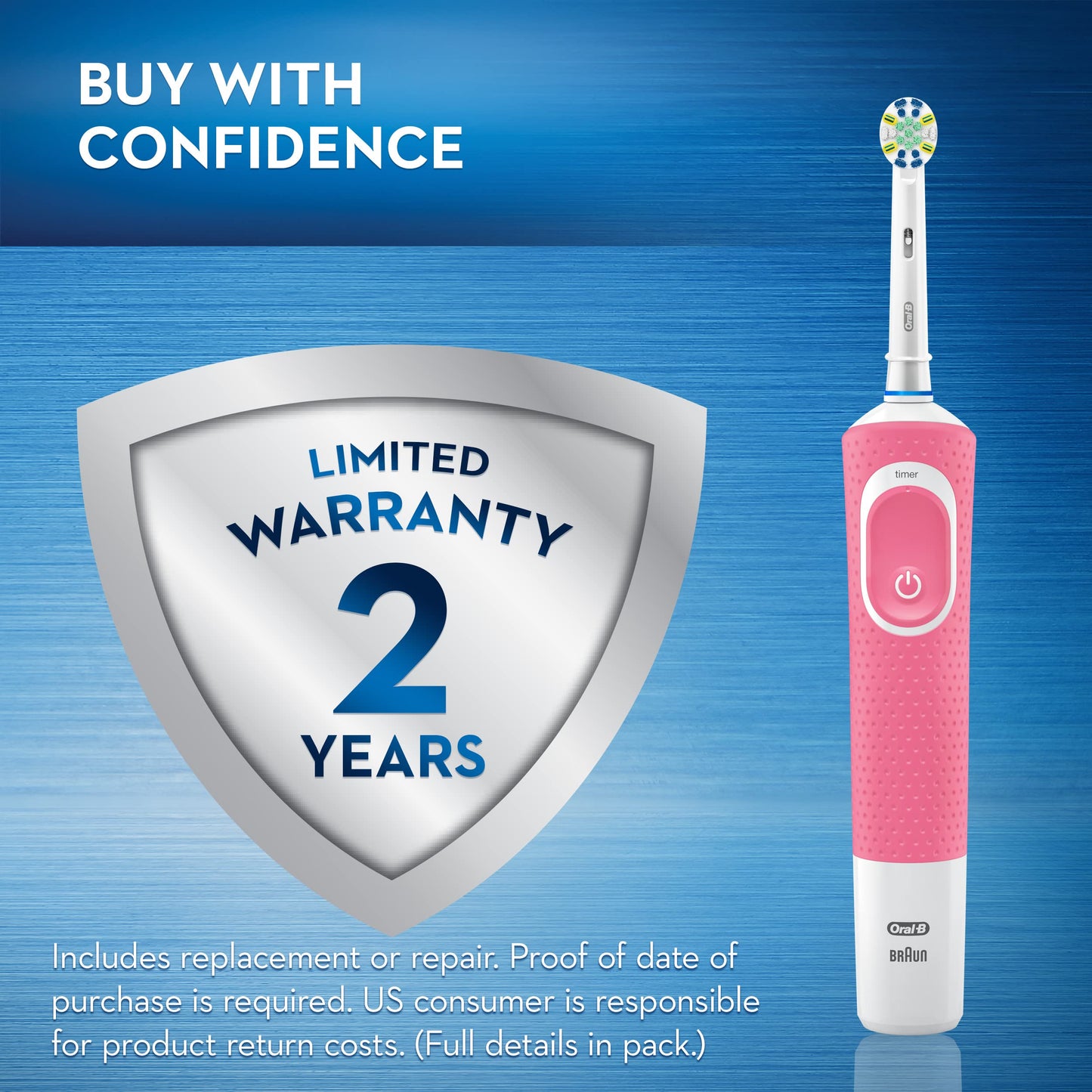 Oral-B Vitality FlossAction Electric Toothbrush with Replacement Brush Head, Black