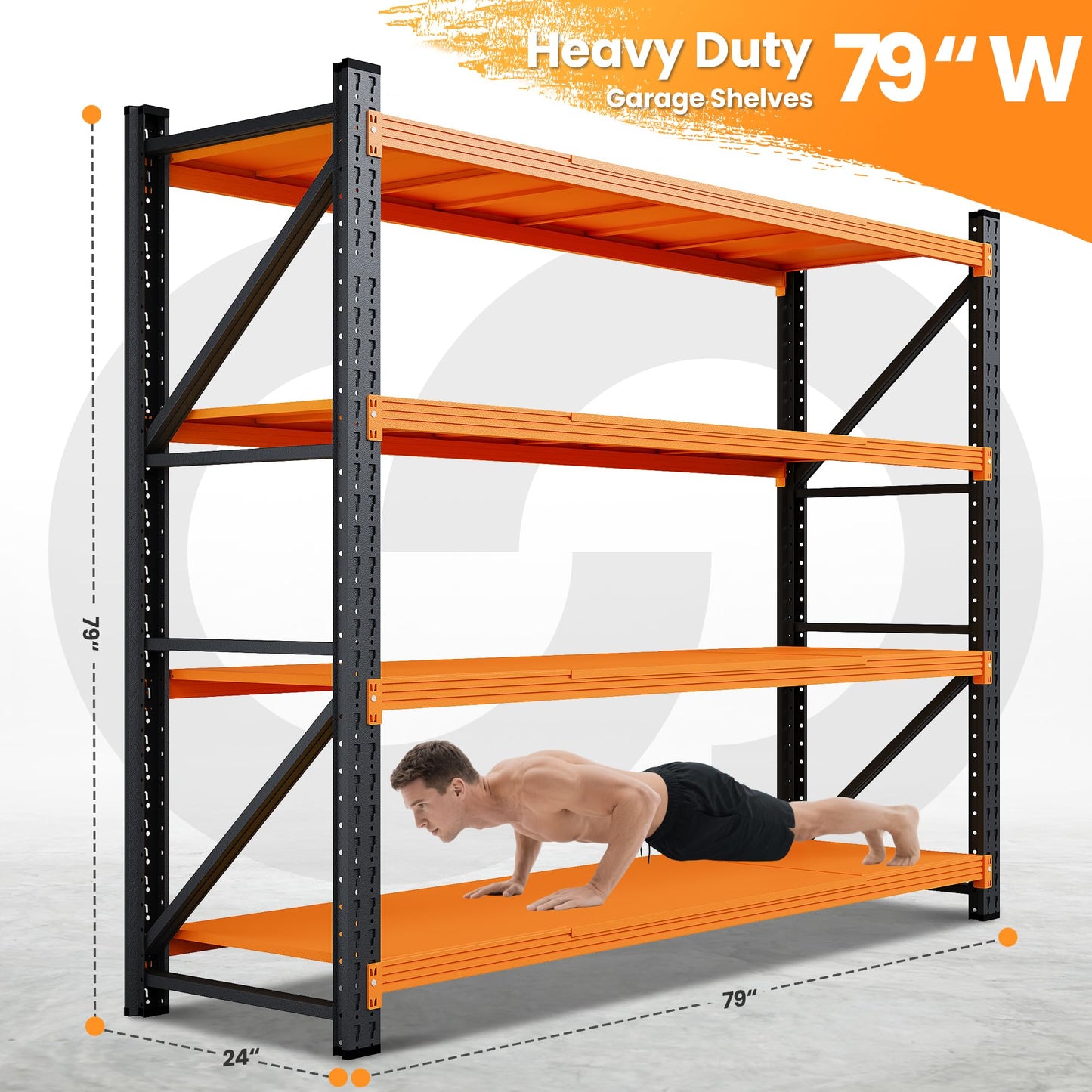 AFAIF Storage Shelves Heavy Duty, 6000LBS Metal Garage Shelving 24” Deep Storage Rack Shelf, Steel Tall Industrial Shelving, 4 Tier Adjustable Standing Shelf for Warehouse/Shop 79" W x 24" D x 79" H
