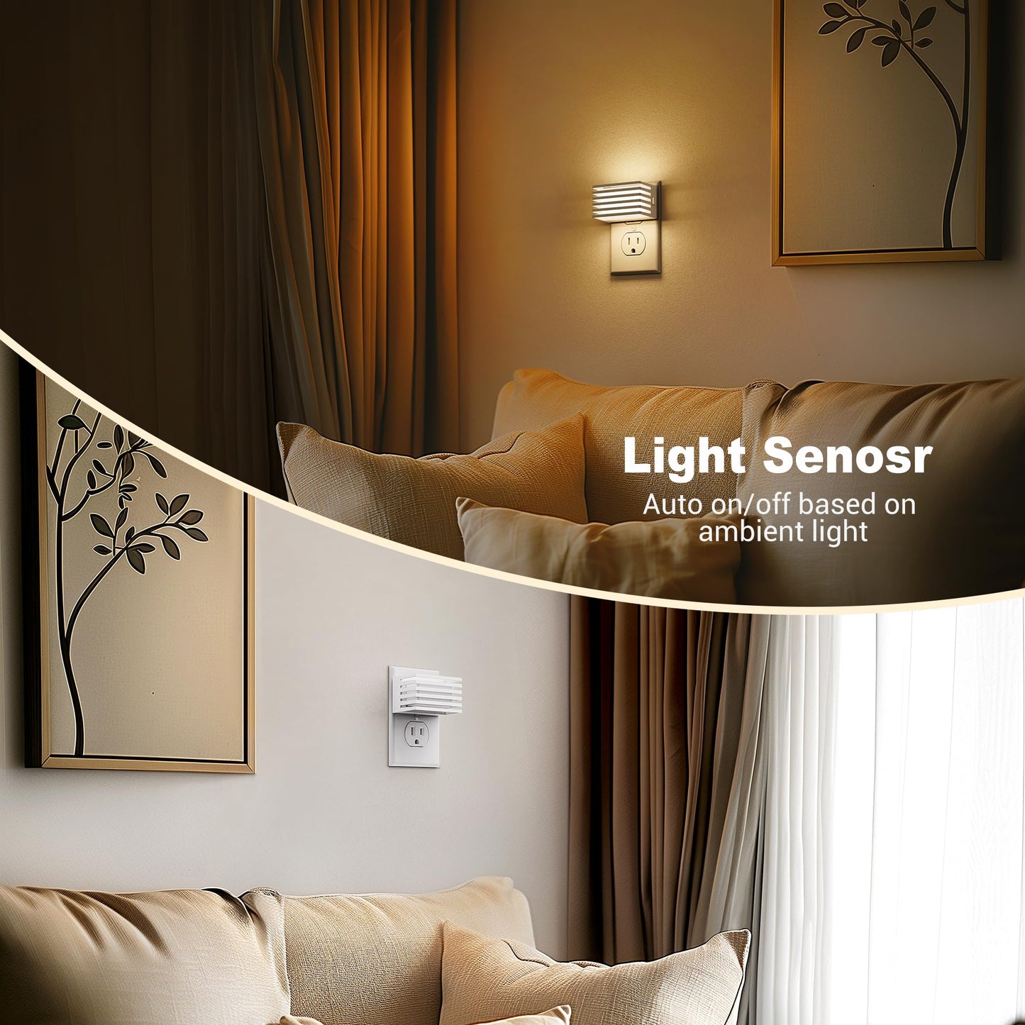 JandCase LED Night Light, [2 Pack] Night Lights Plug into Wall with Dusk to Dawn Sensor, Dimmable Plug in Night Light, Adjustable Brightness, 3000K Soft White Nightlight for Bedroom Bathroom Hallway