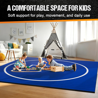GianToucan Wrestling Mat for Home, ８’x ８’x 1.25” Grappling Mat for Wrestling, MMA, BJJ, Jiu Jitsu, Judo, Gym, Roll-Up Wrestling Practice Mat for Kids & Adults，Easy to Clean Indoor/Outdoor, Blue