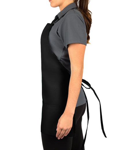 KNG Black 3 Pocket Adjustable Bib Apron for Men and Women - Pack of 6