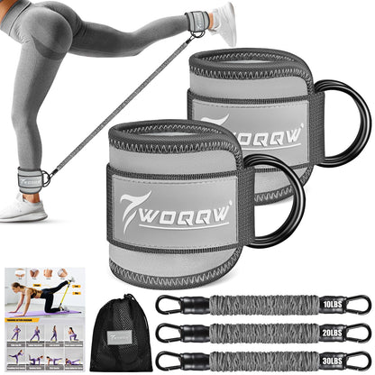 Ankle Resistance Bands with Cuffs, Leg and Glutes Workout Equipment, Resistance Bands with Ankle Straps for Cable Machine Kickbacks, Booty Workouts, Lower Body Exercises - Home Gym Exercise Equipment