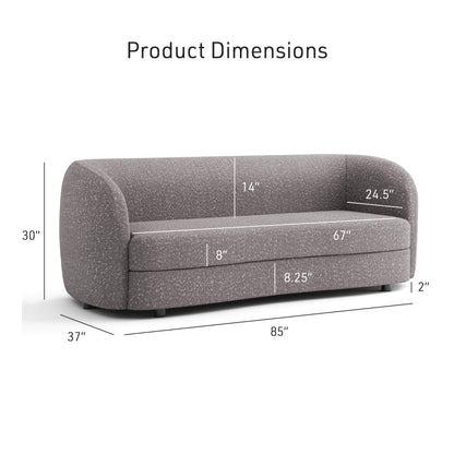 Furniture of America Nimiane Modern Boucle 3 Piece Sofa Set with Curved Arms and Wooden Legs, Accent Furniture Sets for Living Room, Home Office, Bedroom, Lounge, Charcoal Gray