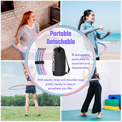 Weighted Detachable Exercise Ring, 2 to 5lb Adjustable, 8 Sections Portable for Indoor and Outdoor, Great for Adults and Beginners, by SEANCHEER