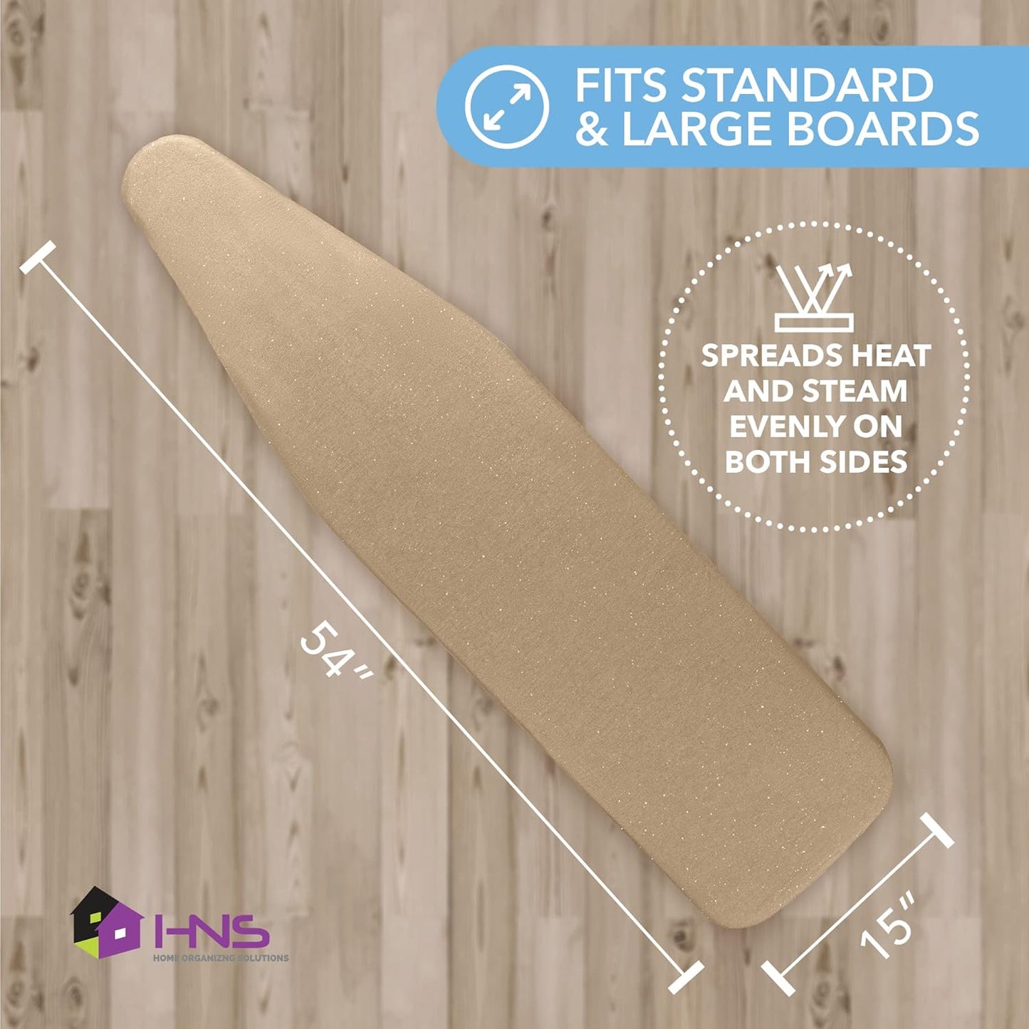 HOLDN’ STORAGE Ironing Board Cover and Pad, Heat Reflective Iron Pad for Table Top, 15" x 54"