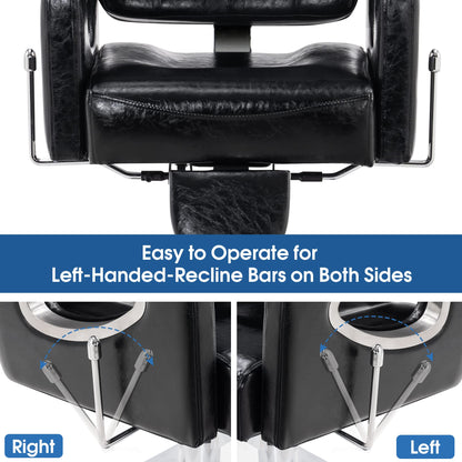 BarberPub Barber Chair Reclining Salon Chair for Hair Stylist, Antique Hair Spa Salon Styling Beauty Equipment 8132 (Black)